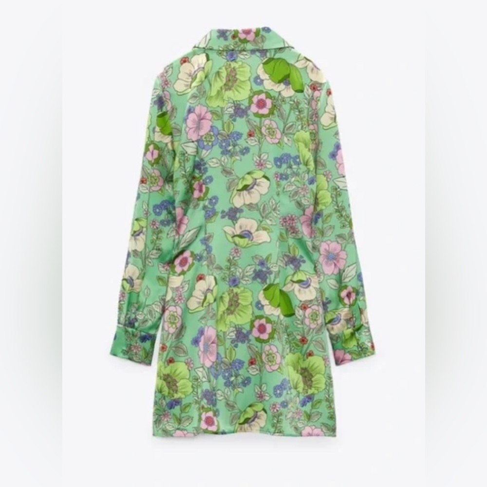 ZARA SATIN EFFECT PRINT DRESS - Picture 11 of 16